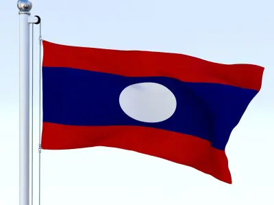 Animated Laos Flag Low-poly 3D model