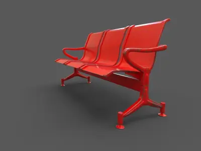 Street Bench Low-poly 3D model