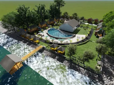 beachfront building Free 3D print model