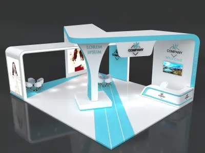 Exhibition Booth Stand Stall 10x8m Height 450 cm 4Side Open 3D model