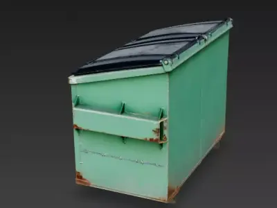 Green Industrial Waste Dumpster 3D Model Low-poly 3D model
