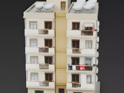 Mediterranean Residential Apartment Block 3D Model Low-poly 3D model