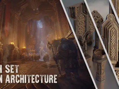 Dwarven architecture Kitbash Set 3D model