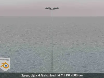 Street Light 4 Galvanized F4 M1 K0 7000mm  Low-poly 3D model