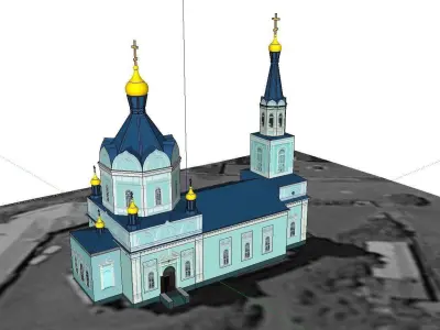 Architecture-Religion-God-Culture-Temple-023 church with two ... 3D model