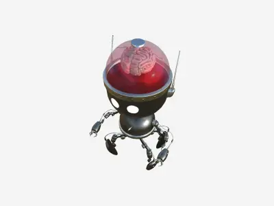 Brain Robot G03 Dark Steel - SciFi Character Design Low-poly 3D model