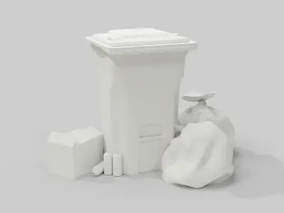 Recycle Bin 000 Low-poly 3D model
