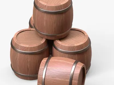 Wooden Barrel Low-poly 3D model