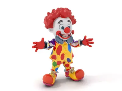 Cheerful Clown Character Model  Rigged and Animated Low-poly 3D model