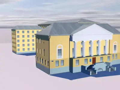 Theatre building on cloudy day 3D model