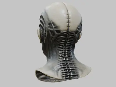 Portrait of a man HR Giger Style Human Head Bust 3 Low-poly 3D model