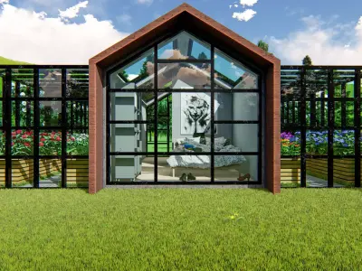 Tiny House and Green House Floor Plan  3D model