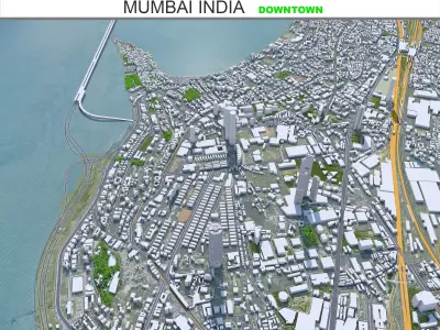 Mumbai Downtown India Low-poly 3D model