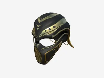 SciFi Ninja Mask A06 Black Gold - Character Design Fashion Low-poly 3D model