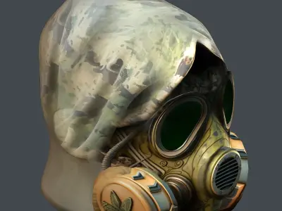 Gas mask helmet 3d model military combat fantasy cyborg Low-poly 3D model