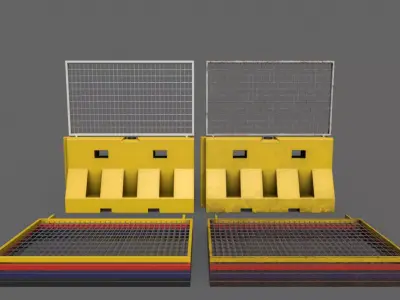 PBR Traffic Barrier Yellow Low-poly 3D model