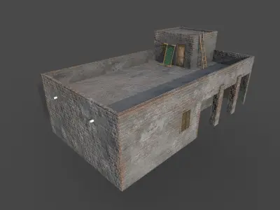 Concrete Village House Low-poly 3D model