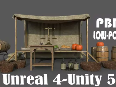 Camelot Market Square Low-poly 3D model