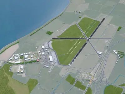 Inverness Airport 10km Low-poly 3D model