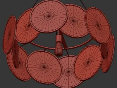 Oliveri chandelier with circular glass shades in gold and brass 3D model