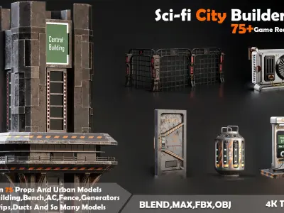 Sci-fi City Builder Low-poly 3D model