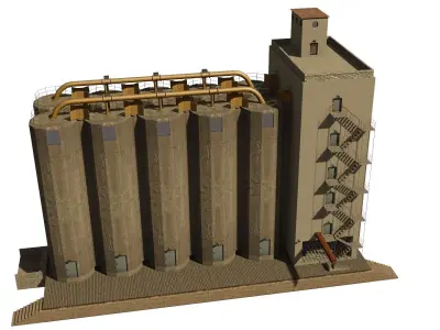 Silo grain Low-poly 3D model