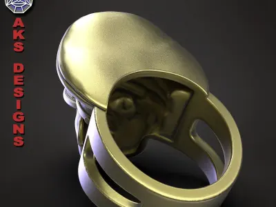 Ring biker mens jewelry Army captain v152 3D print model