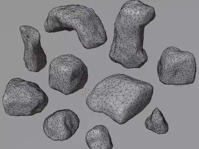 10 Low Poly Rocks 3D model