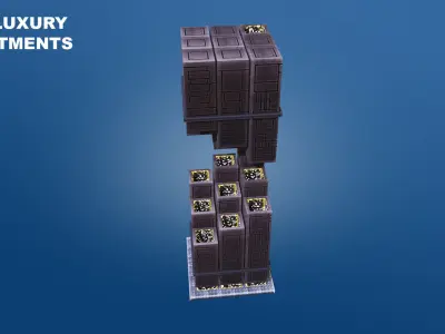 Low Poly Sci-Fi Building 9 - Slums - Pixel City 3D Asset Pack Low-poly 3D model
