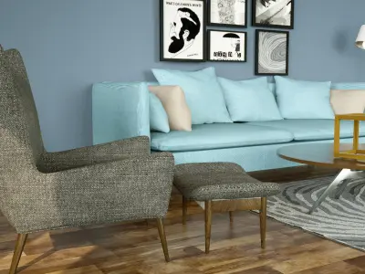 Interior Living Room 3D Model 3D model
