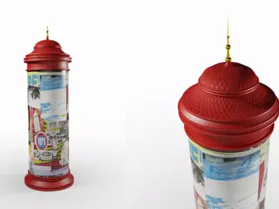 Classic Advertising Column Low-poly 3D model