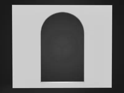 Arched Window Cutout Wall Low-poly 3D model