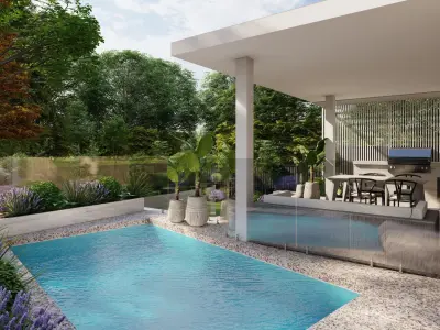 3D Exterior Scene 3D model design garden and landscape 3D 3D model