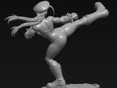 High Poly Street Fighter Cammy White 3D STL File 3D print model