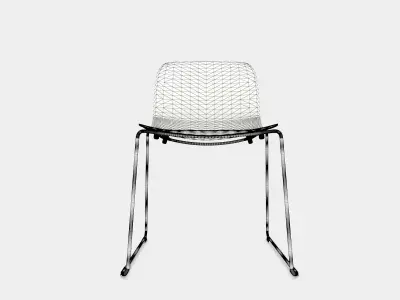 Chair with chrome frame and black seat 3D model