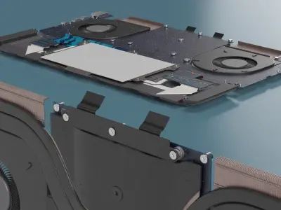  Notebook Internal Midframe with Cooling and Audio Units 