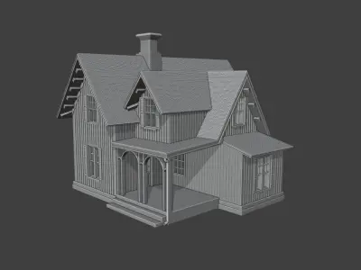 Classic Countryside Wooden House Low Poly Game Ready 3D Model 3D print model