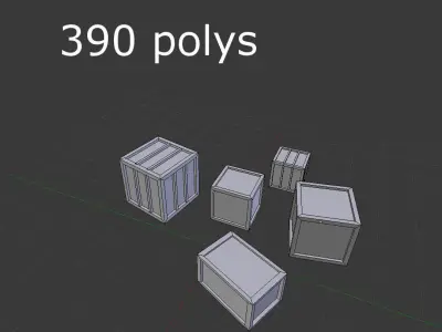 low poly wooden crates pack 1 Low-poly 3D model
