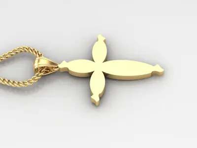 Light Gold 18K Cross Pendant 1CP073 3D print model