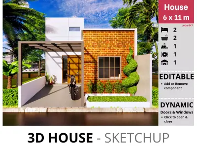 House 6x11m code 647 - Sketchup 3D model 3D model 3D model