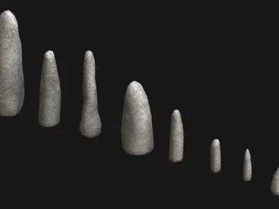 Obelisk Set - White Stone Low-poly 3D model