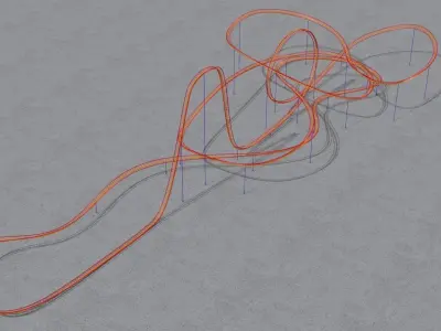 Rollercoaster roller coaster Low-poly 3D model