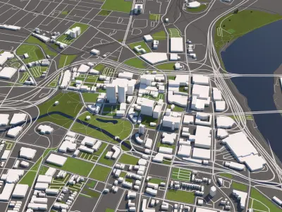 Hartford Connecticut USA 50x50km 3D City Map 3D model