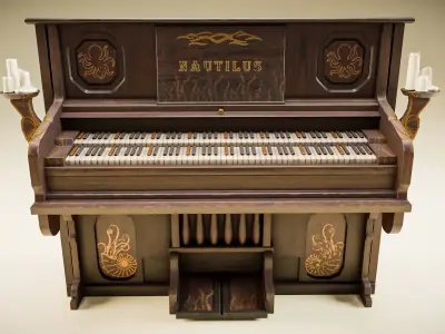 Old piano low poly 3D model Low-poly 3D model