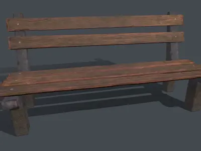 Bench wooden Low-poly 3D model shop