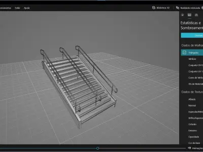 Realistic Concrete Exterior Staircase with Handrail - 2K PBR Low-poly 3D model
