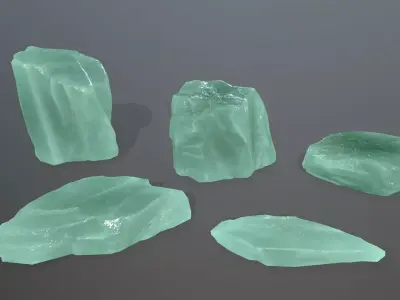 Ice Set aquamarine crystal Low-poly 3D model buy