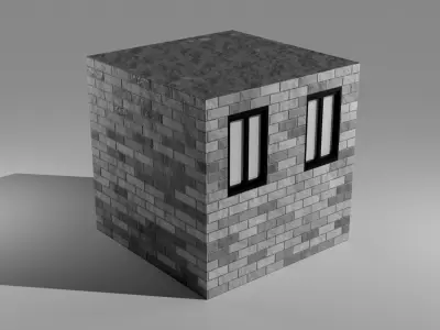Low polygon building model Low-poly 3D model