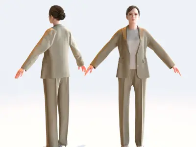  A Pose Asian Business Woman Collection - 5 Models x 5 color variations 