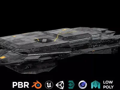 destroyer spaceship sci fi 3D Low-poly 3D model